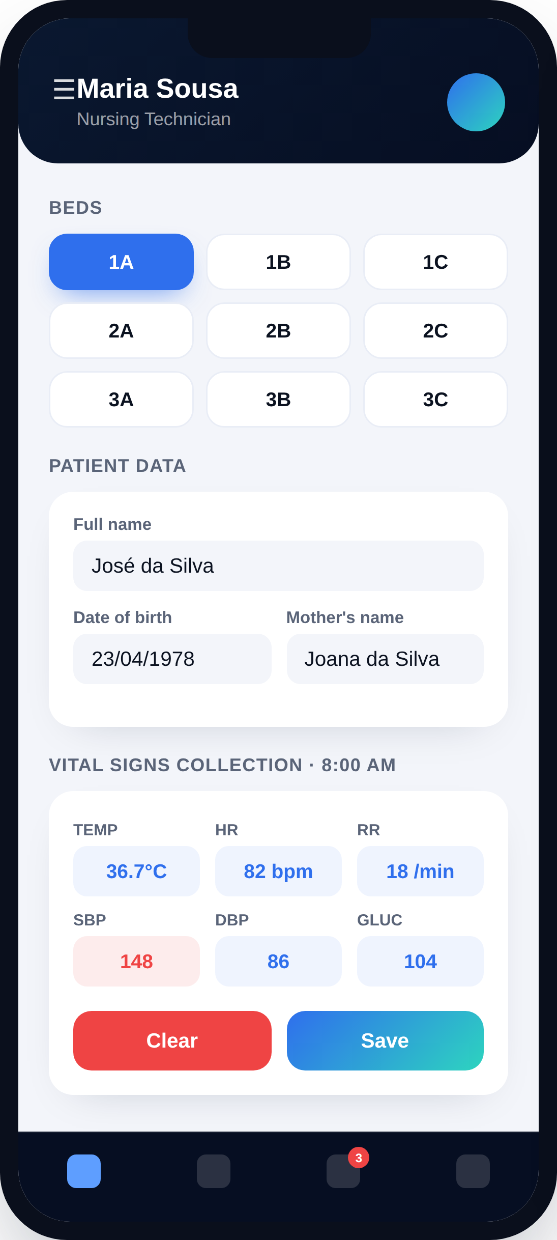 Deep Medica mobile app for bedside vital signs and nursing scale recording